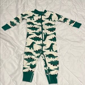 Hanna Andersson Green and White Dinosaur Footies